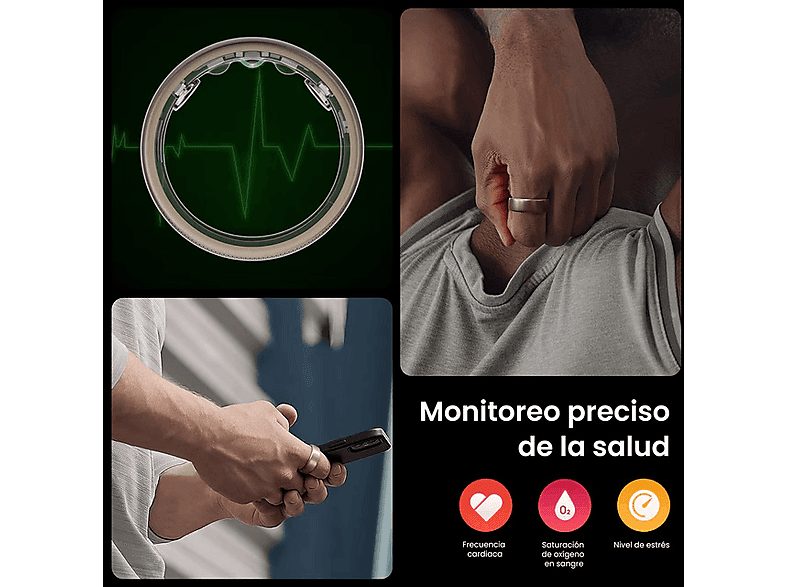 Anillo inteligente - Amazfit Helio Ring, 16.5 mAh, Talla 8, 10 ATM, 4 días Autonomía, Titanio — foto 6