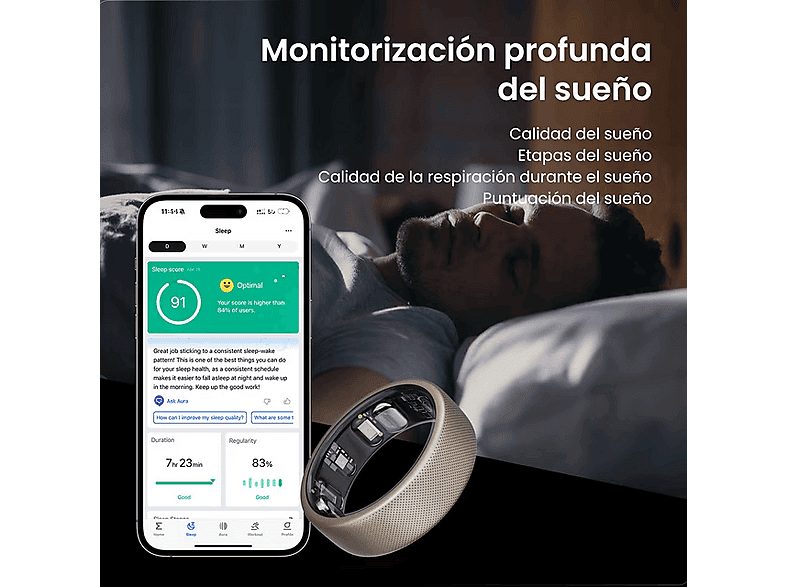 Anillo inteligente - Amazfit Helio Ring, 20.5 mAh, Talla 12, 10 ATM, 4 días Autonomía, Titanio — foto 7