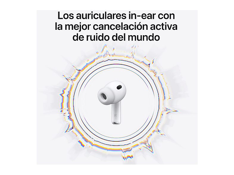 Apple AirPods Pro 3 (2025 3ª gen), Inalámbricos, Cancelación de ruido, Medición frecuencia cardíaca, Live Translation, Chip H2, USB-C, Blanco — foto 3