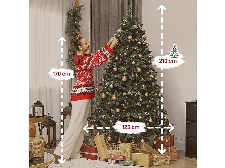 Árbol de Navidad con luz - HOMCOM 83C-080V91GN, Verde — foto 3