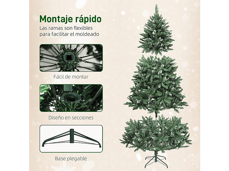 Árbol de Navidad con luz - HOMCOM 83C-080V91GN, Verde — foto 4