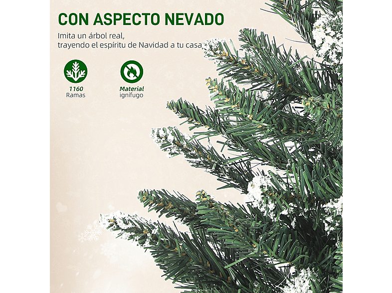 Árbol de Navidad con luz - HOMCOM 83C-080V91GN, Verde — foto 6