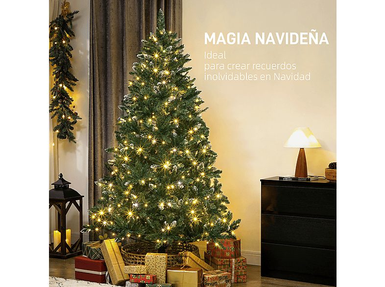 Árbol de Navidad con luz - HOMCOM 83C-080V91GN, Verde — foto 7
