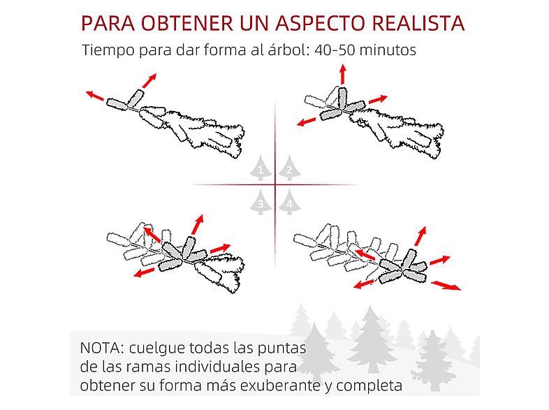 Árbol de Navidad - HOMCOM 830-321, Multicolor — foto 6