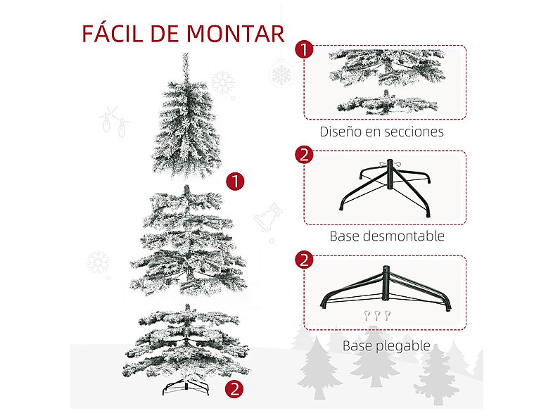 Árbol de Navidad - HOMCOM 830-321, Multicolor — foto 7