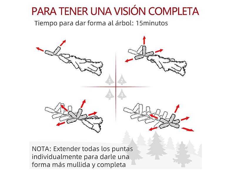Árbol de Navidad - HOMCOM 830-885V02GN, Verde — foto 7