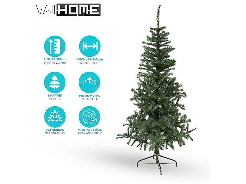 Árbol de Navidad - WELLHOME WH16068, Multicolor — foto 2