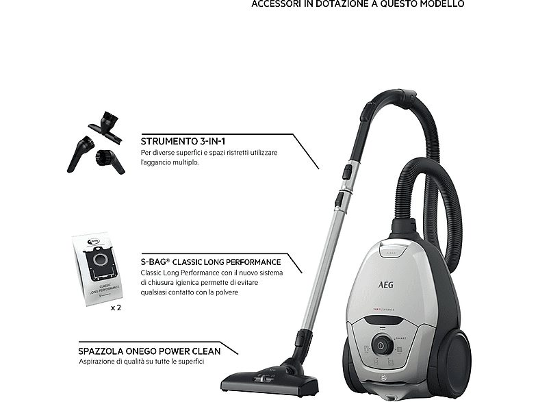 Aspirador con bolsa - AEG 900258506, 600 W, Depósito 3,5 l, Gris — foto 2