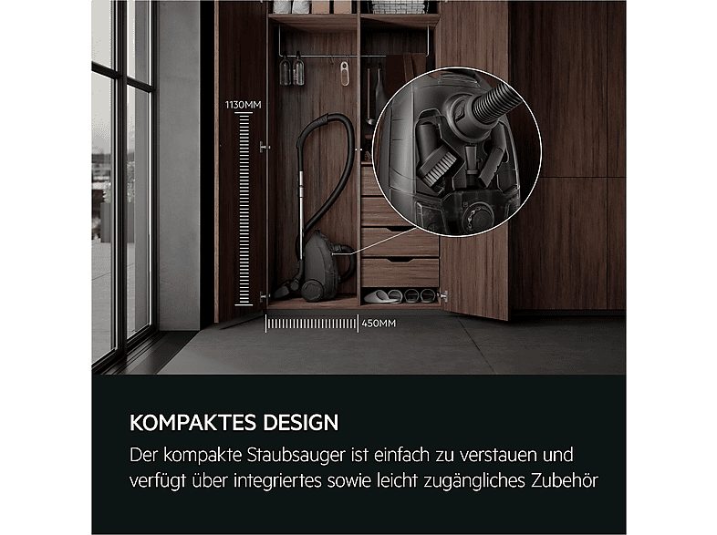 Aspirador con bolsa - AEG AB51C1DB, 750 W, Potencia de succión 209 W, Depósito 3,5 l, Azul — foto 4