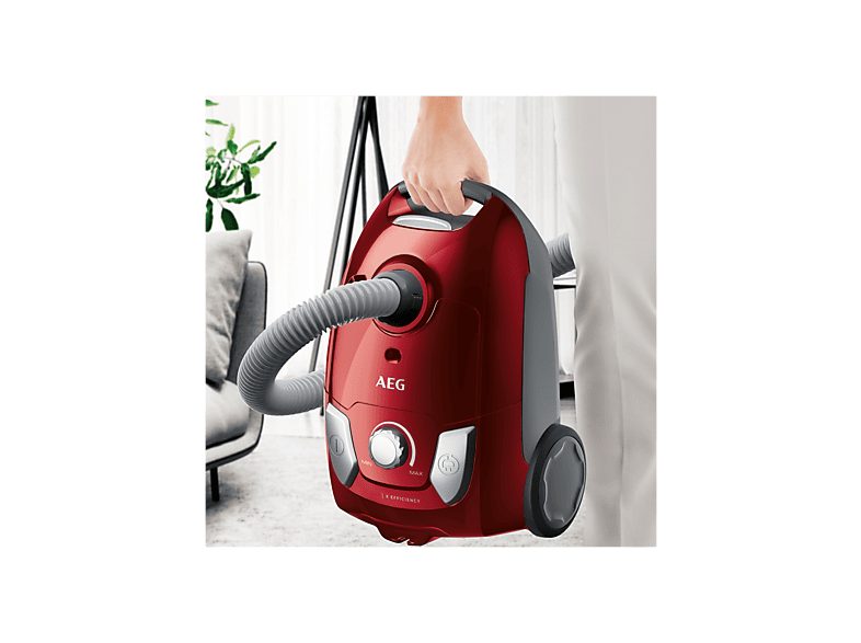 Aspirador con bolsa - AEG VX4-1-WR-A, 750 W, Depósito 3 l, Negro, Rojo — foto 9