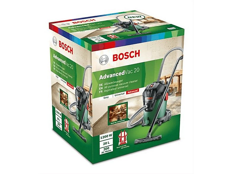 Aspirador con bolsa - BOSCH AdvancedVac 20 (Incluye accesorios), 1200 W, Potencia de succión 300 W, Depósito 16,8 l, Verde — foto 8