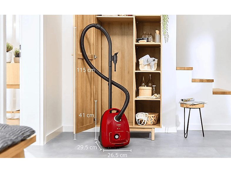 Aspirador con bolsa - BOSCH AKLBB1670810012, 600 W, Depósito 4 l, Rojo — foto 6