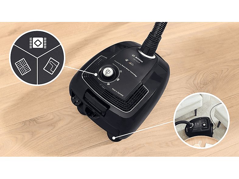 Aspirador con bolsa - BOSCH BGB38BA3T, 850 W, Depósito 4 l, Negro — foto 2