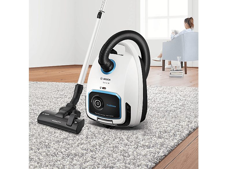 Aspirador con bolsa - BOSCH BGB6SIL1, 700 W, Depósito 4 l, Blanco — foto 6
