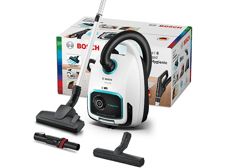 Aspirador con bolsa - BOSCH Serie 6 BGL6HYG1, 600 W, Depósito 4 l, Negro, Blanco — foto 2