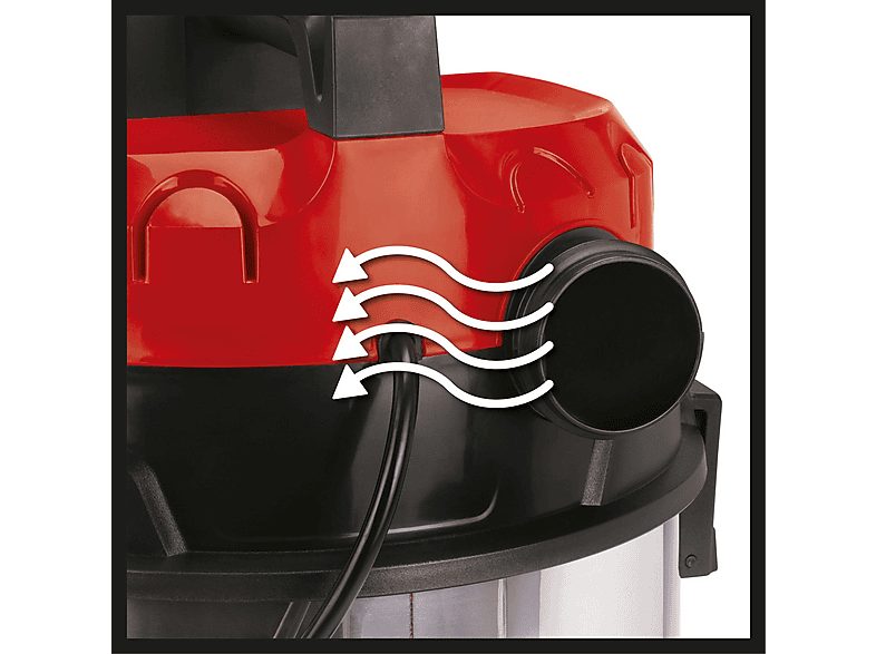 Aspirador con bolsa - EINHELL 2342354, 2600 W, Depósito 25 l, Negro, Rojo, Blanco — foto 2