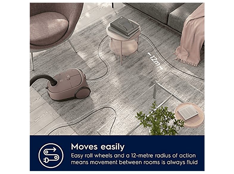 Aspirador con bolsa - ELECTROLUX EB61C3WBL, 850 W, Potencia de succión 232 AirWatt, Depósito 3,5 l, Oro — foto 5