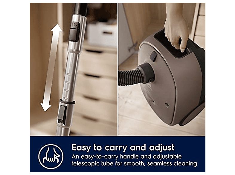 Aspirador con bolsa - ELECTROLUX EB61C3WBL, 850 W, Potencia de succión 232 AirWatt, Depósito 3,5 l, Oro — foto 8