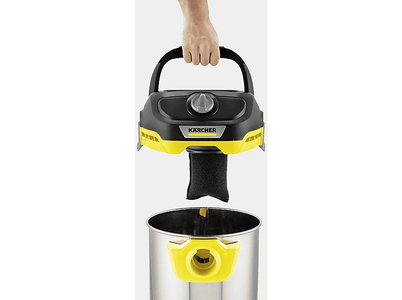 Aspirador con bolsa - KARCHER 1.628-425.0, 1000 W, Depósito 15 l, Acero inoxidable, Amarillo — foto 5