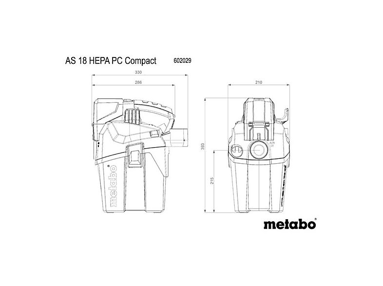 Aspirador con bolsa - METABO 602029850, 400 W, Depósito 6 l, Negro — foto 5