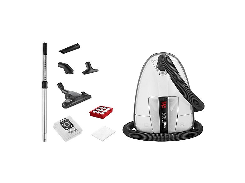 Aspirador con bolsa - NILFISK 128390149, 650 W, Potencia de succión 270 W, Depósito 4,5 l, Blanco