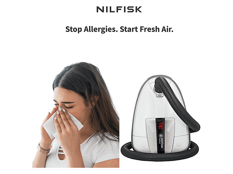 Aspirador con bolsa - NILFISK 128390149, 650 W, Potencia de succión 270 W, Depósito 4,5 l, Blanco — foto 4