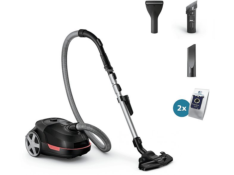 Aspirador con bolsa - PHILIPS 5000 series XD5123/10, 900 W, Potencia de succión 900 W, Depósito 4 l, Negro