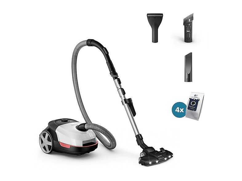 Aspirador con bolsa - PHILIPS 6000 series XD6122/12, 900 W, Depósito 4 l, Blanco