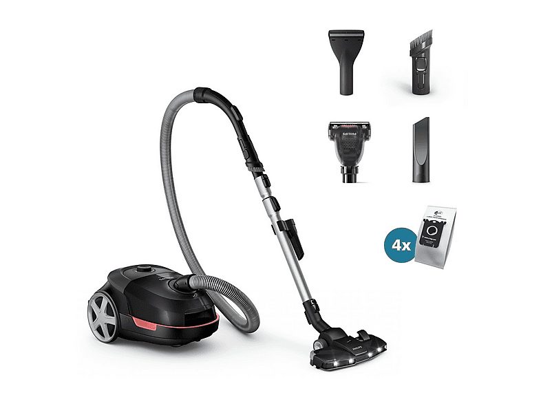 Aspirador con bolsa - PHILIPS 6000 series XD6142/12, 900 W, Depósito 4 l, Negro