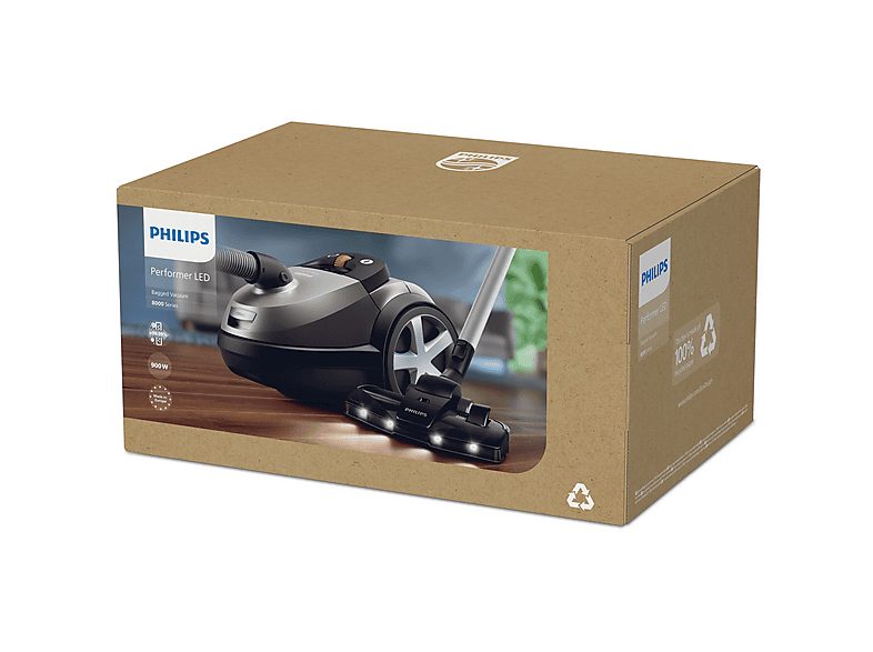 Aspirador con bolsa - PHILIPS 8000 series XD8152/12, 900 W, Depósito 4 l, Gris, Metálico — foto 6