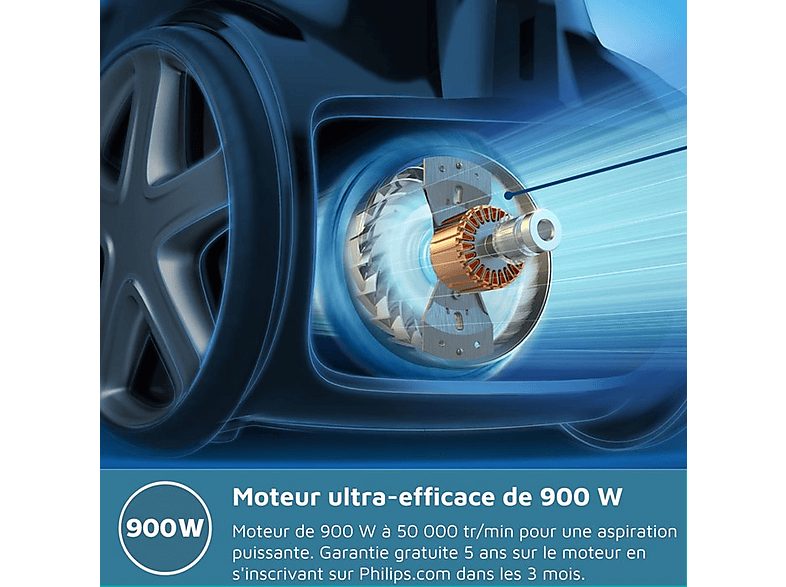 Aspirador con bolsa - PHILIPS FC8289/09, 750 W, Potencia de succión 900 W, Depósito 3 l, Carbón vegetal, Plata — foto 3