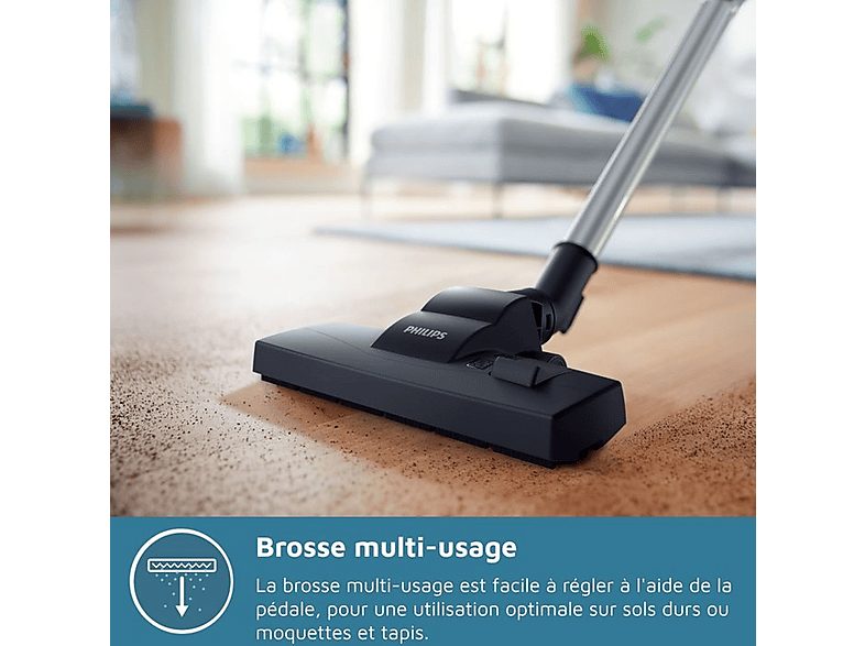 Aspirador con bolsa - PHILIPS FC8289/09, 750 W, Potencia de succión 900 W, Depósito 3 l, Carbón vegetal, Plata — foto 4