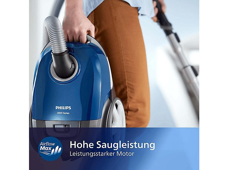 Aspirador con bolsa - PHILIPS XD3110/09, 900 W, Potencia de succión 899 W, Depósito 3 l, Negro — foto 6