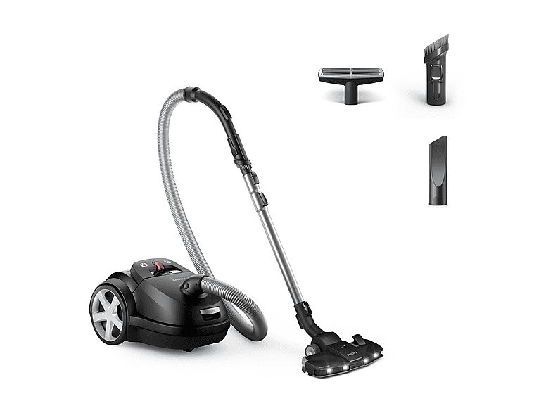 Aspirador con bolsa - PHILIPS XD8122/10, 900 W, Depósito 4 l, Negro
