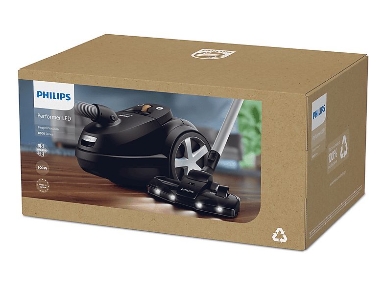 Aspirador con bolsa - PHILIPS XD8122/10, 900 W, Depósito 4 l, Negro — foto 6