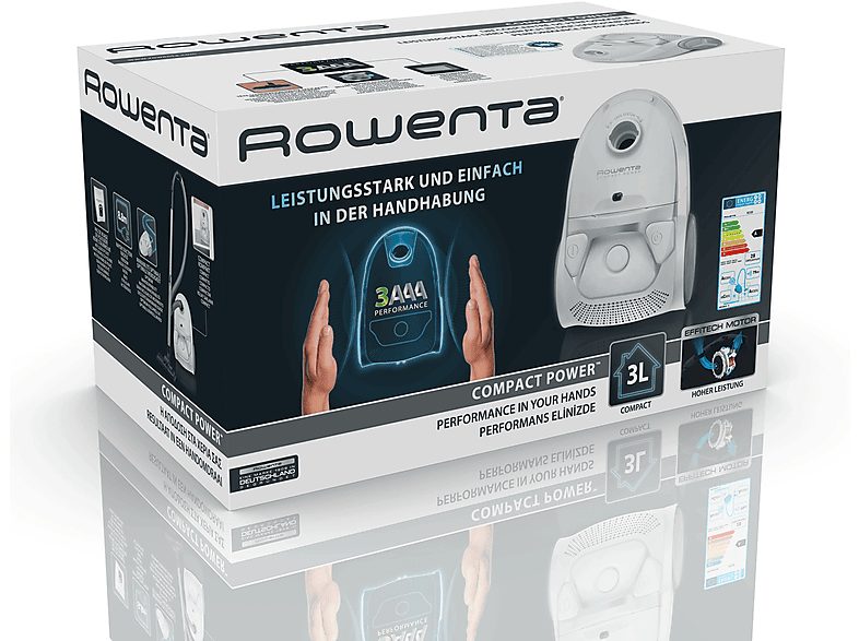 Aspirador con bolsa - ROWENTA RO3927, 750 W, Potencia de succión 750 W, Depósito 3 l, Blanco — foto 8