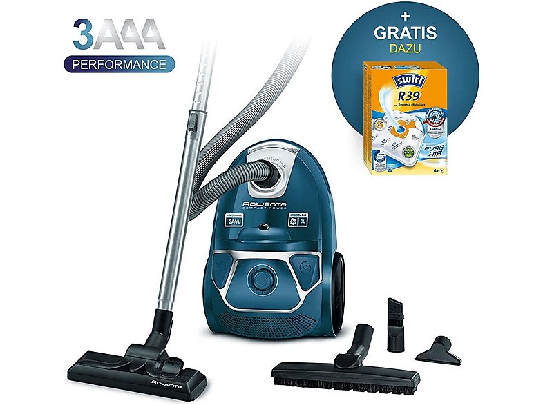 Aspirador con bolsa - ROWENTA RO3950 + R 39, 900 W, Potencia de succión 750 W, Depósito 3 l, Azul — foto 2
