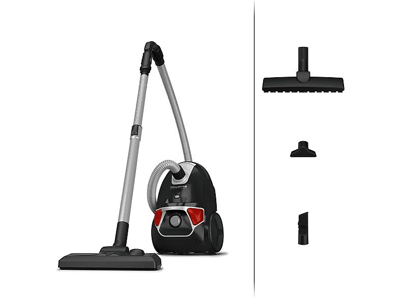 Aspirador con bolsa - ROWENTA RO3955EA, 900 W, Depósito 3 l, Negro, Rojo
