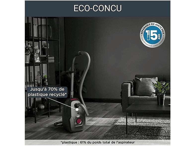 Aspirador con bolsa - ROWENTA RO4933EA, 900 W, Depósito 4,5 l, Negro — foto 5