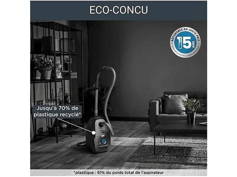 Aspirador con bolsa - ROWENTA RO6136, 900 W, Potencia de succión 750 W, Depósito 4,5 l, Negro — foto 6