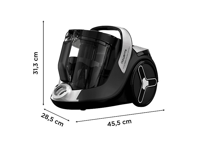 Aspirador con bolsa - ROWENTA RO7C66EA, 500 W, Depósito 2,5 l, Negro, Gris claro — foto 3