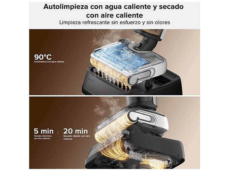 Aspirador de escoba seco y húmedo - ROBOROCK F25, 250 W, Potencia de succión 20 kPa, Depósito 720 ml, Negro — foto 5