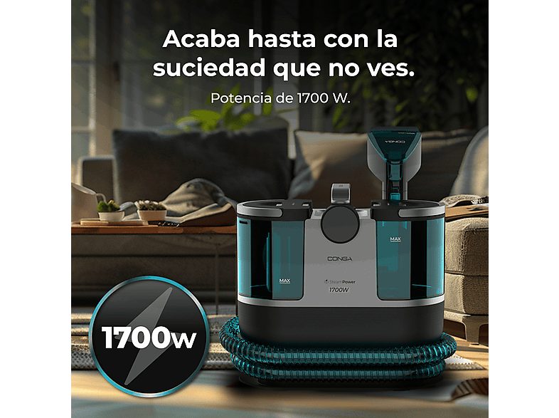 Aspirador de tapicerías - Cecotec Conga 7000 Carpet&Spot Clean Steam XXL, 1700 W, Radio de hasta 7 m, Limpia tapicerías, Azul y Negro — foto 4