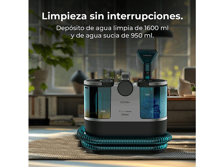 Aspirador de tapicerías - Cecotec Conga 7000 Carpet&Spot Clean Steam XXL, 1700 W, Radio de hasta 7 m, Limpia tapicerías, Azul y Negro — foto 6