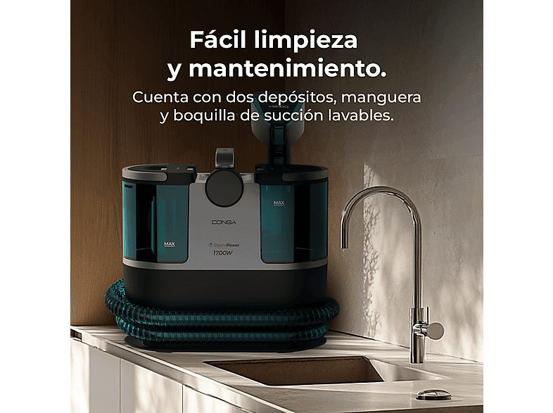 Aspirador de tapicerías - Cecotec Conga 7000 Carpet&Spot Clean Steam XXL, 1700 W, Radio de hasta 7 m, Limpia tapicerías, Azul y Negro — foto 9