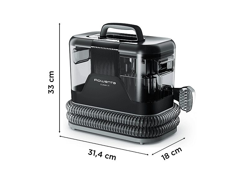 Aspirador de tapicerías - Rowenta Clean IT IN5021, Limpia tapicerías y manchas, Depósito extraíble, 2.3L, Hasta 13.5 kPa, 750w, Autolimpieza,  Negro — foto 7