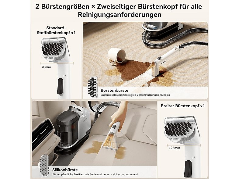 Aspirador de tapicerías - UWANT Y100 Steam, 1750 W, Potencia de succión 18 kPa, Depósito 1.2l, Blanco — foto 5