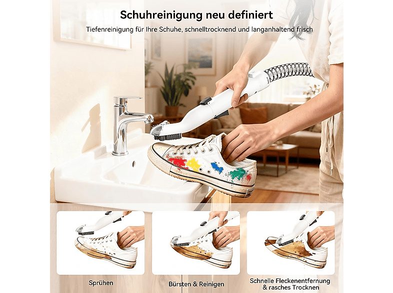 Aspirador de tapicerías - UWANT Y100 Steam, 1750 W, Potencia de succión 18 kPa, Depósito 1.2l, Blanco — foto 6