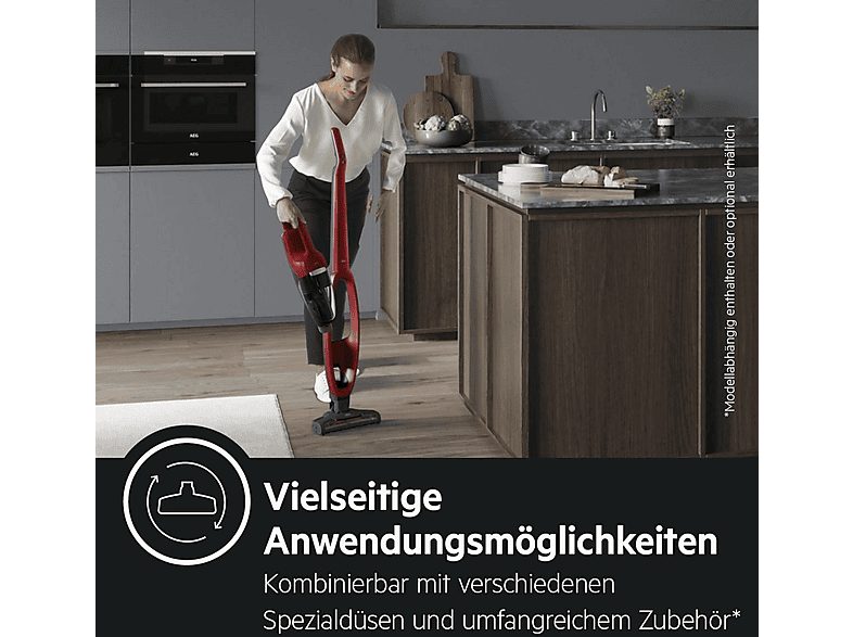Aspirador escoba - AEG QX7-ANIM, 21,6 V, Depósito 0,3 l, Rojo — foto 5