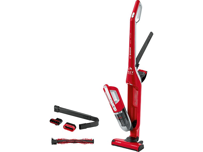 Aspirador escoba - BOSCH BBH3ZOO25, 106 W, Depósito 0,4 l, Autonomía 55 min, Rojo